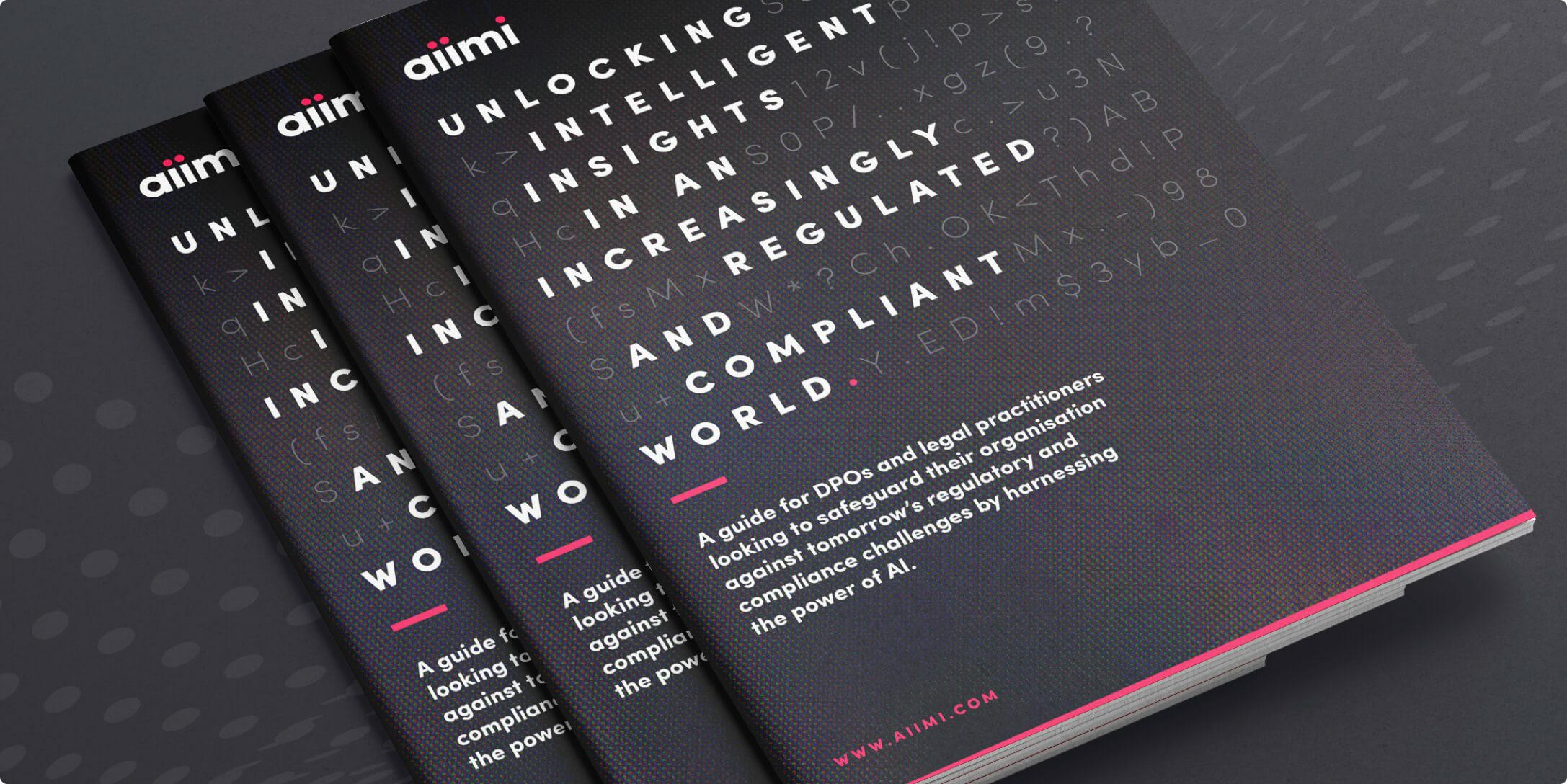 Three copies of a book titled "Unlocking Intelligent Insights in an Increasingly Regulated and Compliant World" with a dark, modern cover design.